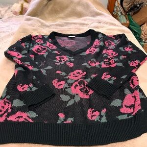 Lularoe Torrie Floral V-neck sweater L